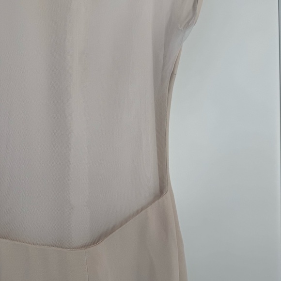 Vintage Silk Wedding Gown with Button Shoulder Details and Mesh Back - Picture 4 of 13